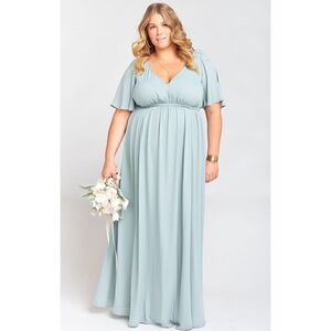 NWT Show Me Your MuMu Emily Empire Maxi Silver Sage Dress XXXL